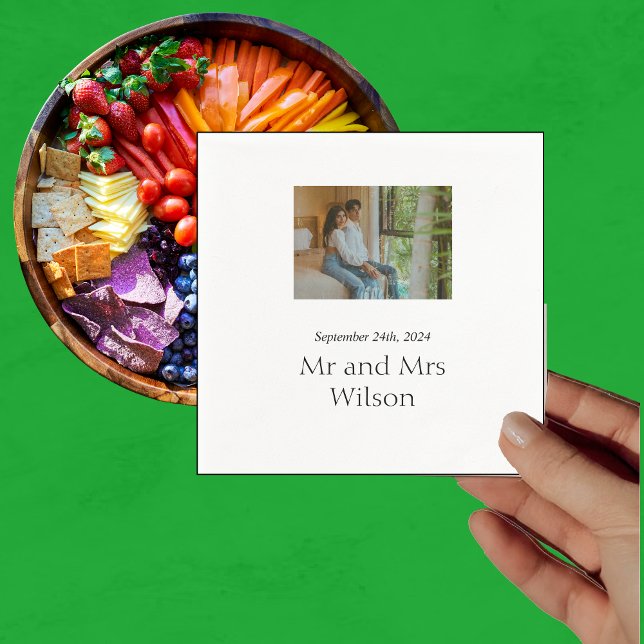 Modern Minimalistic 4 Photo Dinner Cocktail Napkin (Creator Uploaded)