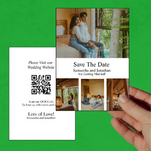 Modern Minimalistic 4 Photo Save the Date card