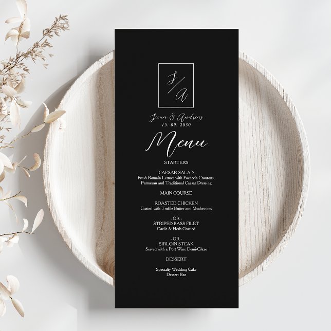 Modern Minimalistic Black and White Wedding Menu (Creator Uploaded)