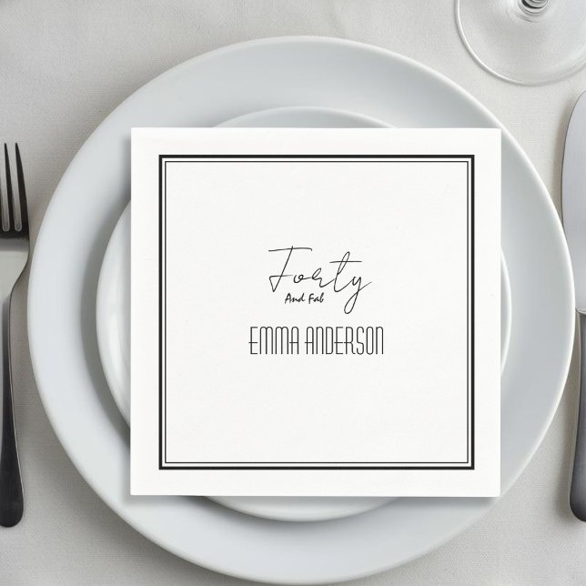 Modern Minimalistic Black Customisable text White Napkin (Creator Uploaded)
