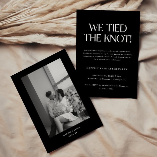 Modern Minimalistic Black Elopement Wedding Party Invitation (Creator Uploaded)