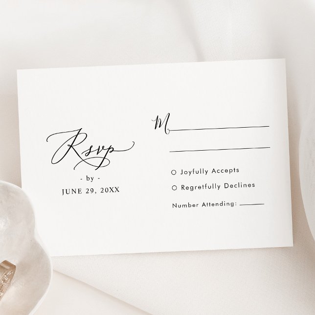 Modern Minimalistic Black & White Wedding RSVP Card (Creator Uploaded)