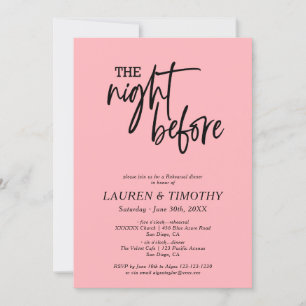 Modern Minimalistic Blush Pink Wedding Rehearsal  Invitation