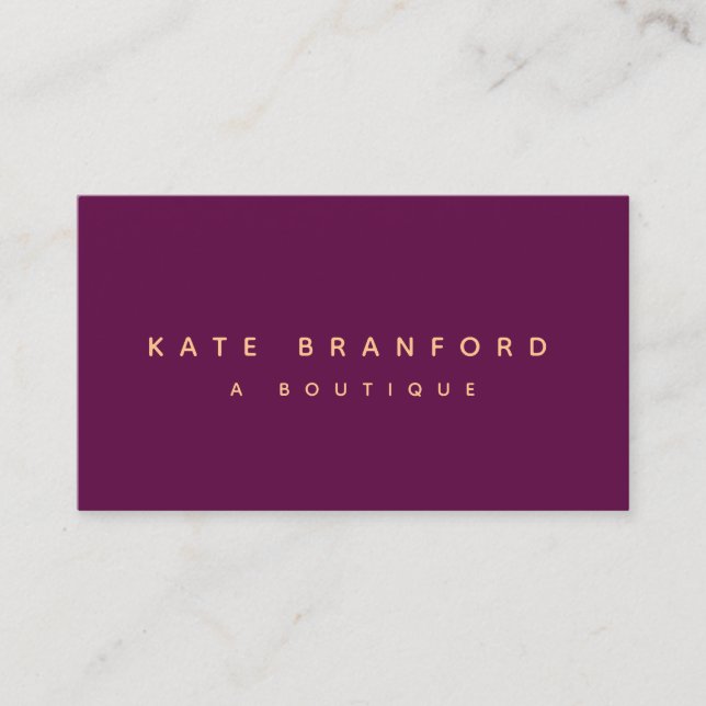 Modern Minimalistic Burgundy Boutique Business Card (Front)