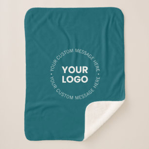 Modern Minimalistic Company Logo   Dark Teal  Sherpa Blanket