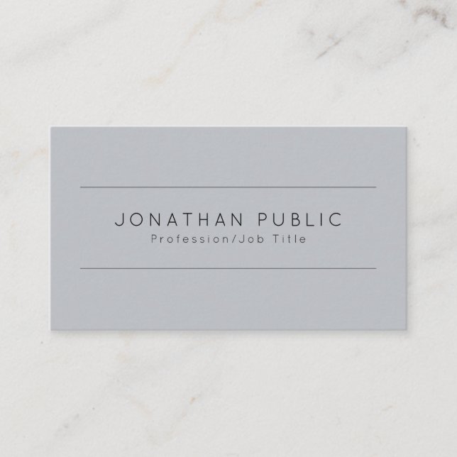 Modern Minimalistic Design Elegant Grey Template Business Card (Front)