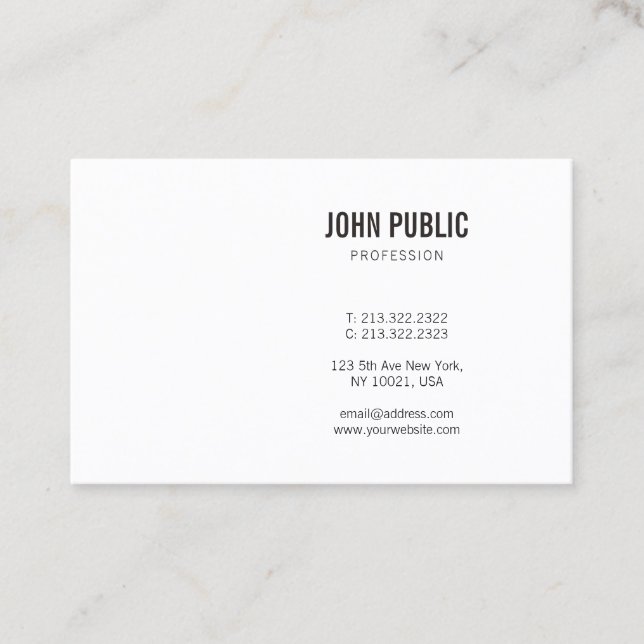 Modern Minimalistic Design Elegant Professional Business Card (Front)