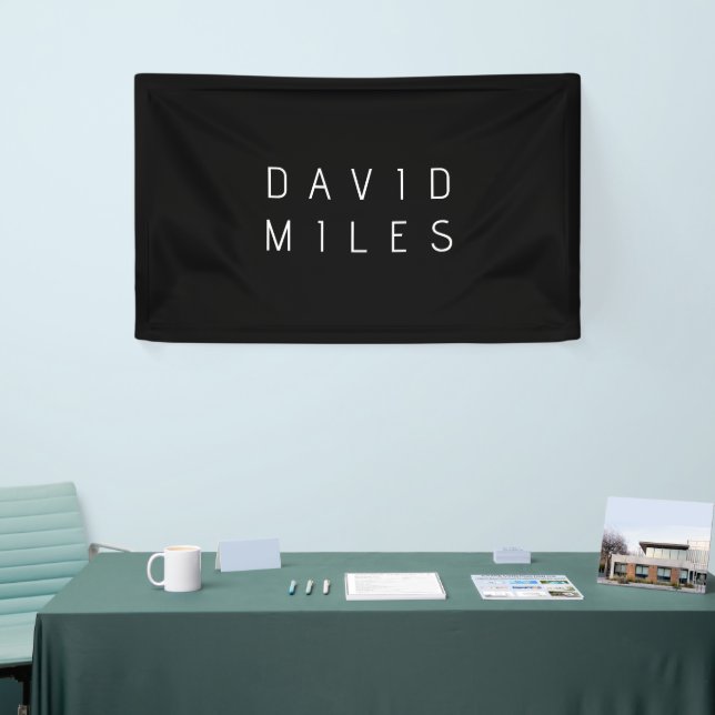 Modern Minimalistic Editable Name | Black & White Banner (Tradeshow)