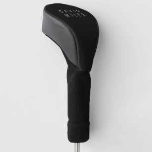 Modern Minimalistic Editable Name Black & White Golf Head Cover