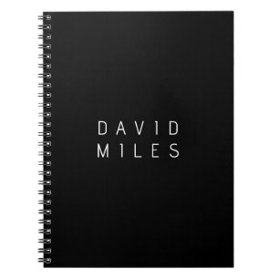 Modern Minimalistic Editable Name Black & White Notebook