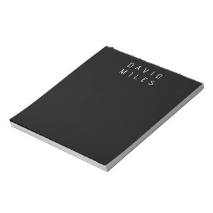 Modern Minimalistic Editable Name Black & White Notepad