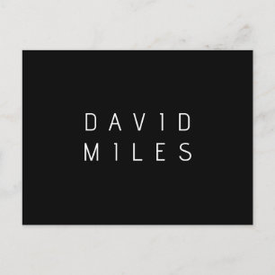 Modern Minimalistic Editable Name   Black & White Postcard