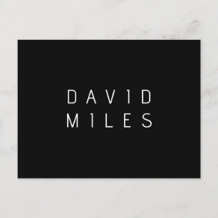 Modern Minimalistic Editable Name   Black & White Postcard