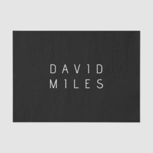 Modern Minimalistic Editable Name   Black & White Tissue Paper