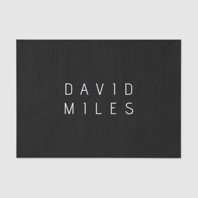 Modern Minimalistic Editable Name | Black & White Tissue Paper (Front)