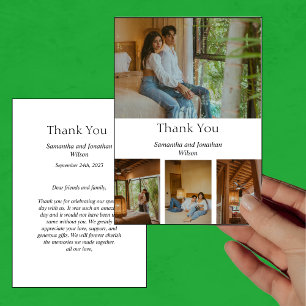 Modern Minimalistic Elegant 4 Photo Thank You Card