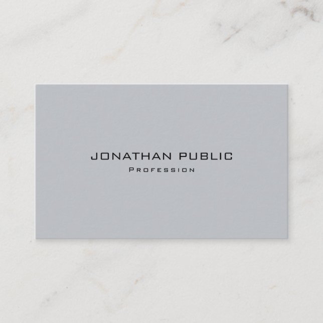 Modern Minimalistic Elegant Grey Creative Plain Business Card (Front)