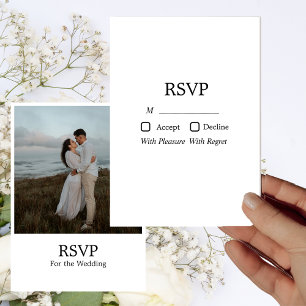 Modern Minimalistic Elegant Photo Wedding RSVP  Invitation