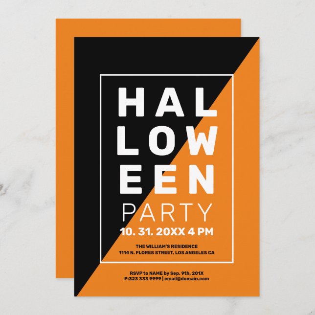 Modern minimalistic geometric halloween invitation (Front/Back)