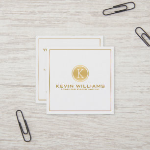 Modern Minimalistic Gold Border & Circle Square Business Card