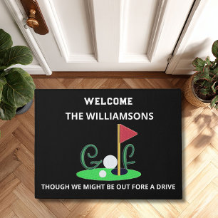 Modern Minimalistic Golf Theme Personalised  Doormat