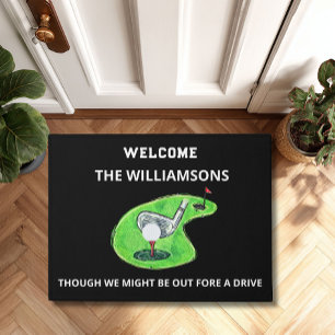 Modern Minimalistic Golf Theme Personalised Doormat