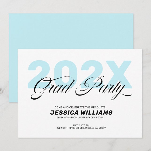 Modern minimalistic Grad Party Invitation (Front/Back)