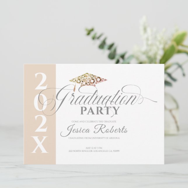 Modern minimalistic Grad Party Invitation (Standing Front)