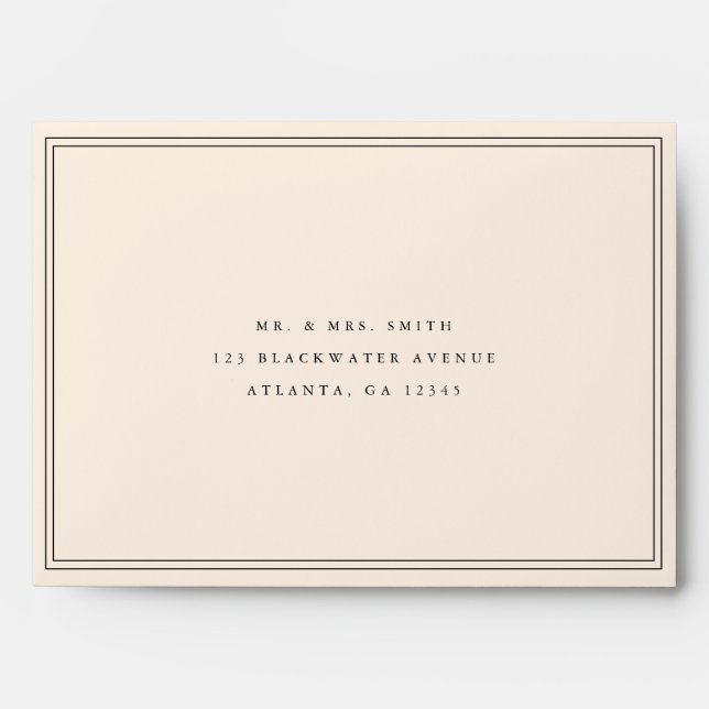 Modern Minimalistic Ivory Beige Wedding Address Envelope (Front)