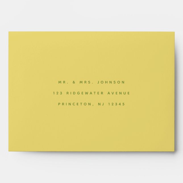 Modern Minimalistic Lemon Yellow Wedding Address Envelope (Front)