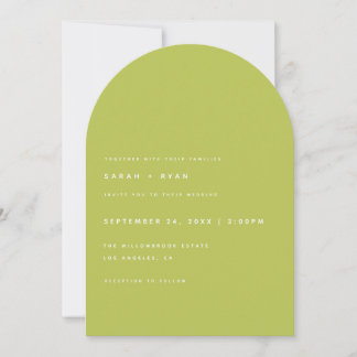 Modern Minimalistic Lime Green Arch Wedding Invitation