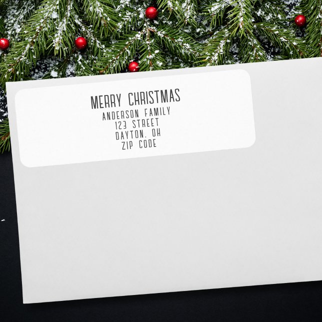 Modern Minimalistic Merry Christmas Return Address Label (Creator Uploaded)