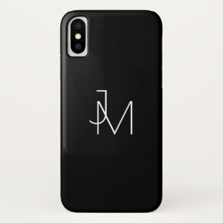 Modern Minimalistic Monogram Black & White iPhone X Case