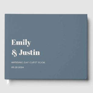 Modern Minimalistic Navy Blue Beige Wedding Guest Book