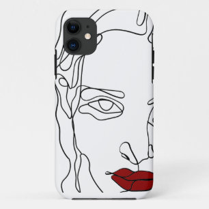 Modern minimalistic one-line drawing face iPhone 11 case