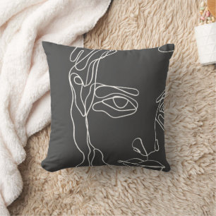 Modern minimalistic one-line drawing face cushion