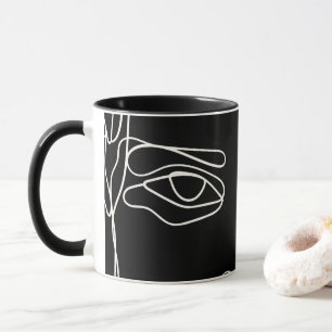 Modern minimalistic one-line drawing face mug