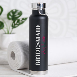 Modern Minimalistic Script Wedding Bridal Party Water Bottle