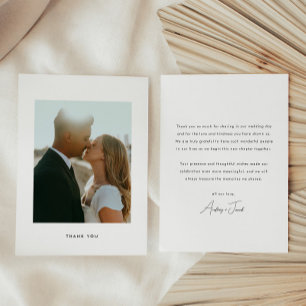 Modern Minimalistic Script Wedding Photo Thank You Card
