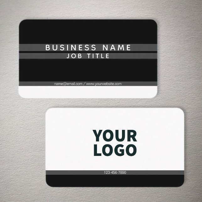 Modern Minimalistic Stripes Grey Black & White Business Card (Creator Uploaded)