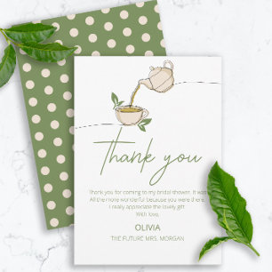 Modern Minimalistic Tea Party Bridal Shower Thank You Card