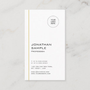 Modern Minimalistic Template Gold White Vertical Business Card