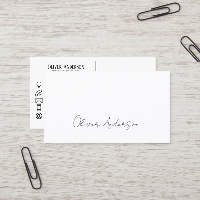 Modern minimalistic traditional white contact logo business card (Front/Back In Situ)