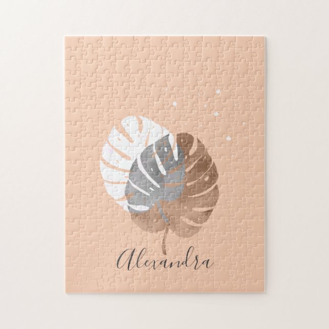 Modern minimalistic tropical leaves illustration jigsaw puzzle (Vertical)