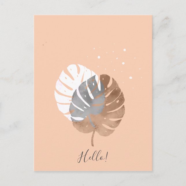 Modern minimalistic tropical leaves illustration postcard (Front)