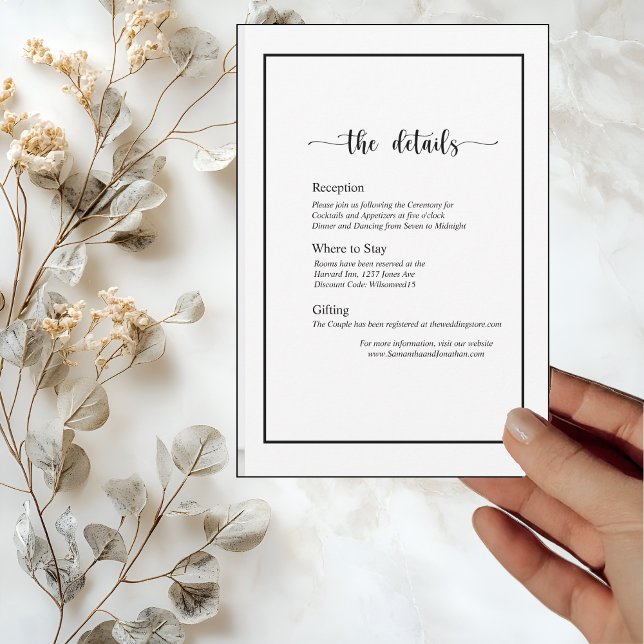 Modern Minimalistic White on Black Details Card (Creator Uploaded)