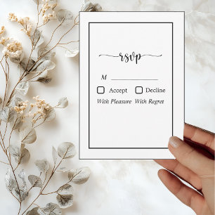 Modern Minimalistic White on Black RSVP Card