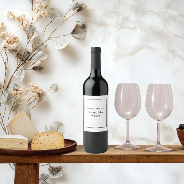 Modern Minimalistic White on Black  Wine Labels (Creator Uploaded)