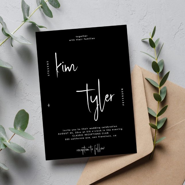 Modern minimalsit names script wedding invitation (Creator Uploaded)