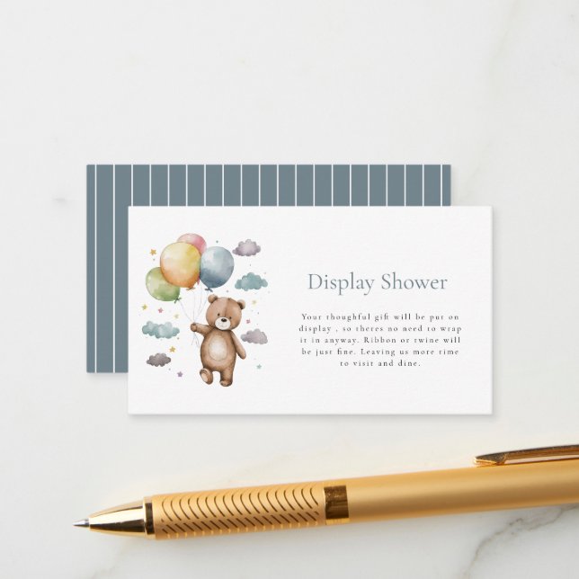 Modern minimlistic teddy baby shower  enclosure card (Front/Back In Situ)